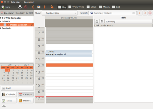 Now within the Evolution calendar, you can see your Posteo calendar appointments and create new ones.